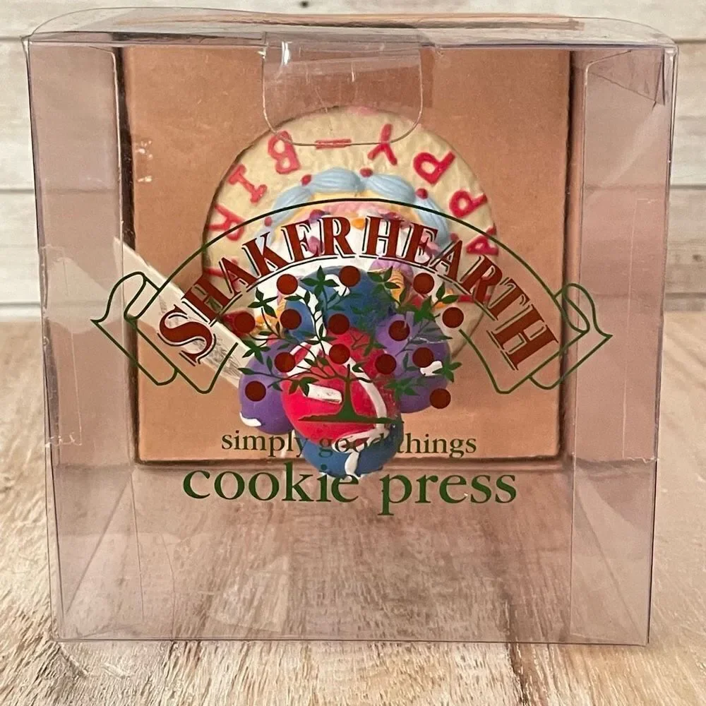 NIB Vintage 1997 Shaker Hearth/ Wilton Cookie Press Mold Stamp Happy Birthday